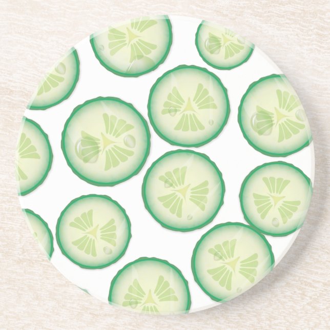 Cucumber Slice Drink Coaster (Front)