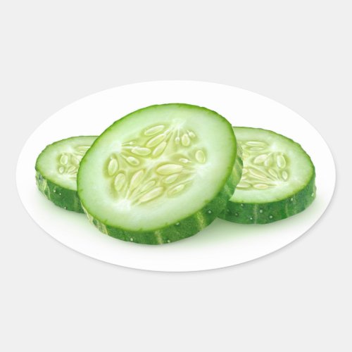 Cucumber slices oval sticker