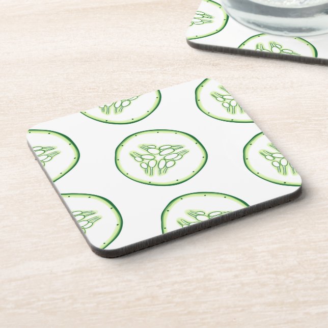 Cucumber slices pattern beverage coaster (Left Side)