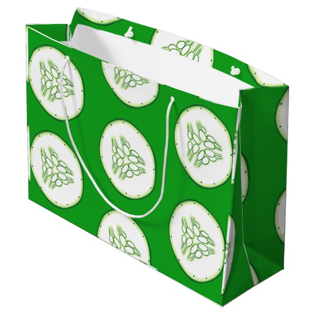 Cucumber slices pattern large gift bag (Back Angled)