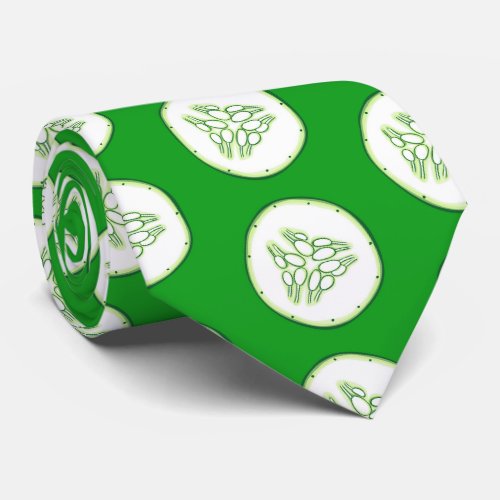 Cucumber slices pattern neck tie