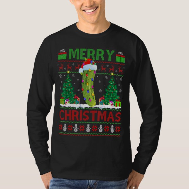 Cucumber Vegetable   Xmas Tree Ugly Cucumber Chris T-Shirt (Front)