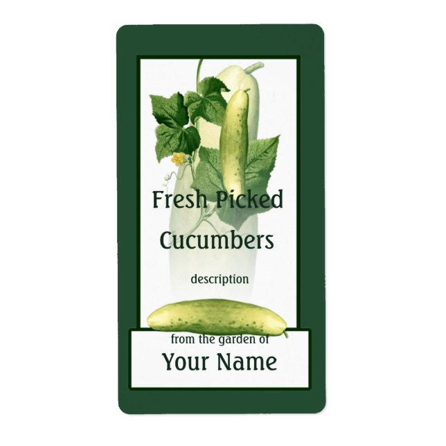 Cucumbers Art Farmer Gardener Label (Front)