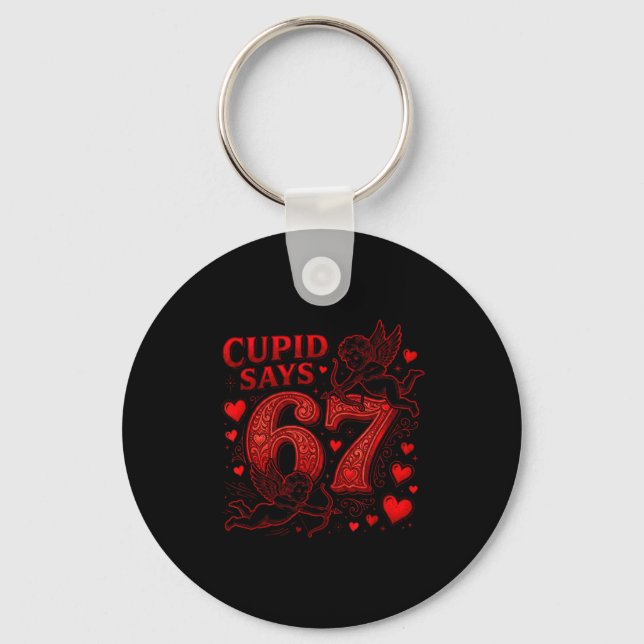 Cud Says 67 Cute Funny Valentines Day 6 7 Couple L Keychain (Front)