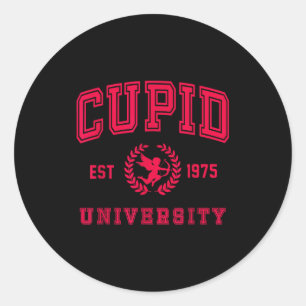 Cud University Cute Cherub Valentines Day Crest  Classic Round Sticker
