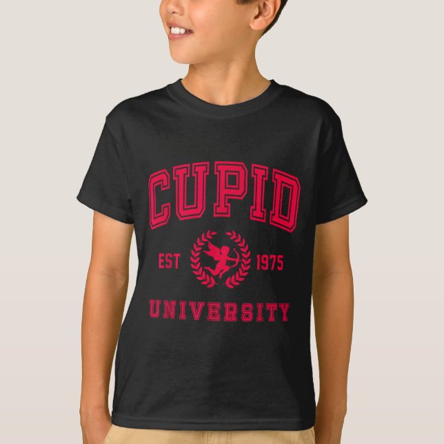 Cud University Cute Cherub Valentines Day Crest  T-Shirt (Front)