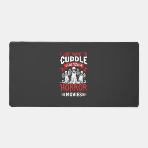 Cuddle and Watch Horror Movies Skeleton Halloween  Desk Mat