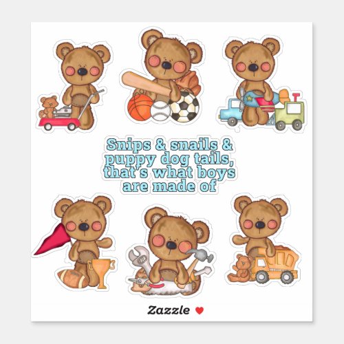 Cuddle Bear Boys Sticker