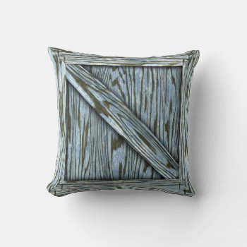 Cuddle Crate - Blue Wood Throw Pillow by BonniePhantasm at Zazzle