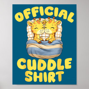 Cuddle Cute Giraffes Couple Valentine's Day Poster
