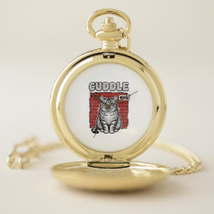 Cuddle King Vintage Cat Shirt Design_1 Pocket Watch