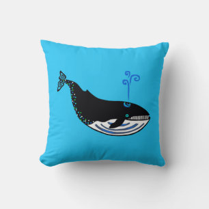 Cuddle me! Blue WHALE - Animal lover - Nature -  Throw Pillow