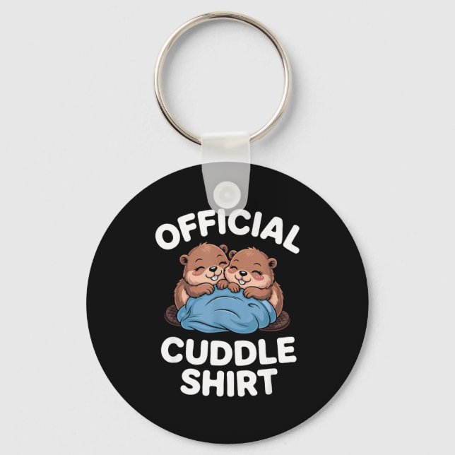 Cuddle Shirt Cute Beavers Snuggling  Keychain (Front)