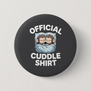 Cuddle Shirt Cute Sleepy Monkey Couple  Button