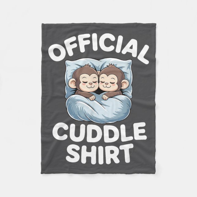 Cuddle Shirt Cute Sleepy Monkey Couple  Fleece Blanket (Front)