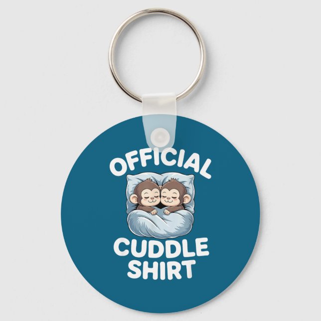 Cuddle Shirt Cute Sleepy Monkey Couple  Keychain (Front)