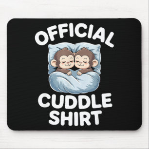 Cuddle Shirt Cute Sleepy Monkey Couple  Mouse Pad