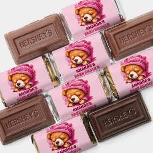 Cuddle Teddy Bear Pink Girl Baby Shower Hershey's Miniatures