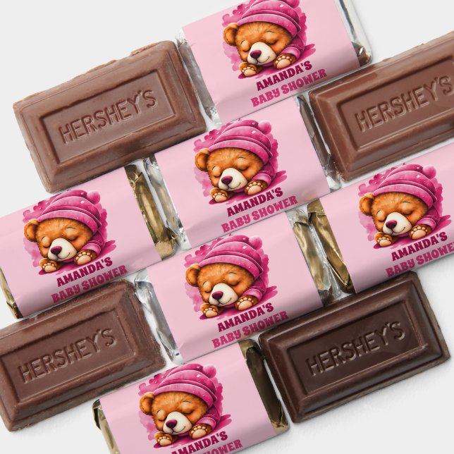 Cuddle Teddy Bear Pink Girl Baby Shower Hershey's Miniatures (Assorted)
