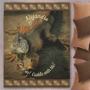 Cuddle with Pedro the Iguana 0768 Fleece Blanket