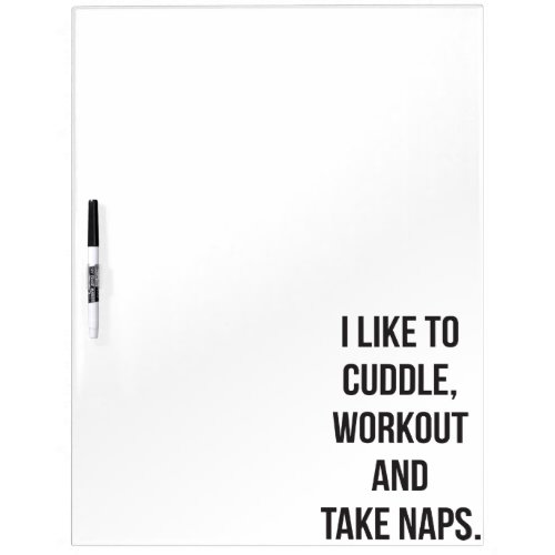 Cuddle Workout Take Naps Funny Novelty Cute Gym Dry Erase Board
