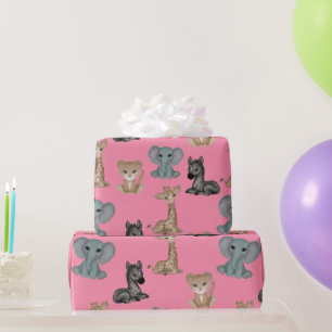 Cuddles on Flamingo Pink Wrapping Paper