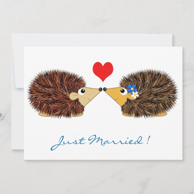 Cuddley Hedgehogs Just Married Announcement (Front)