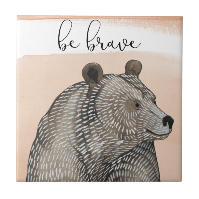 Cuddlies Bear | Be Brave Ceramic Tile (Front)