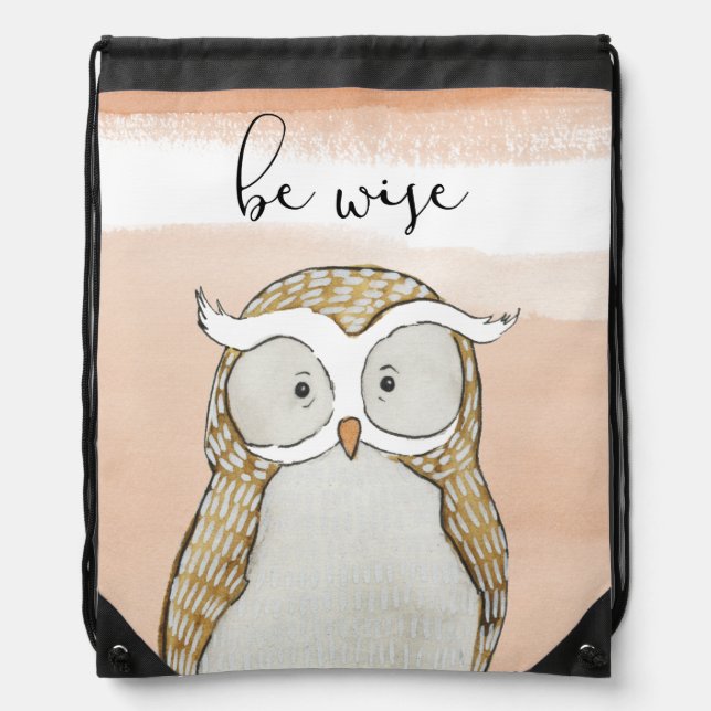 Cuddlies Owl | Be Wise Drawstring Bag (Front)