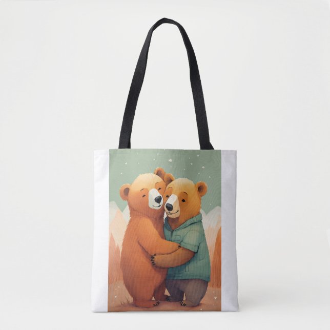 "Cuddling Bears in Love - Cute and Cozy  bag (Front)