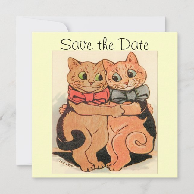 Cuddling Cats Save the Date Card (Front)