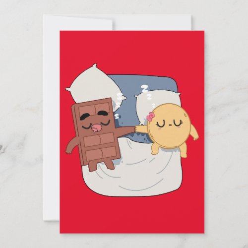 Cuddling In Summer Funny Couple Choco And Pancake Invitation