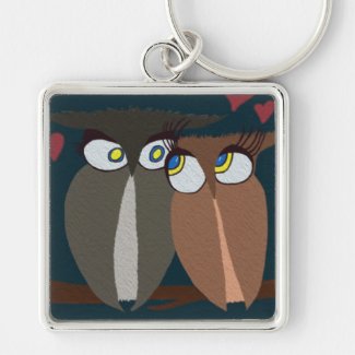 Cuddling Infatuated Owls Keychain
