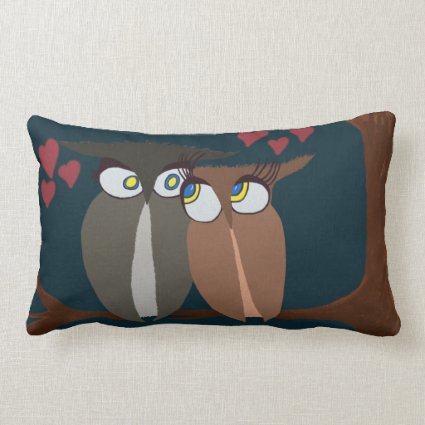 Cuddling Infatuated Owls Lumbar Pillow