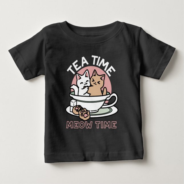 Cuddling Kitties in a Cup - Adorable Tea Time Baby T-Shirt (Front)