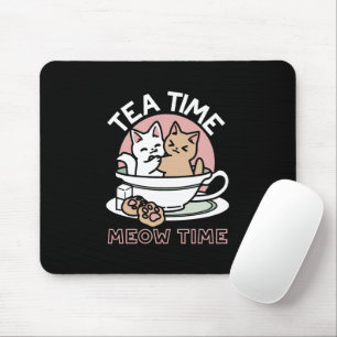 Cuddling Kitties in a Cup - Adorable Tea Time Mouse Pad