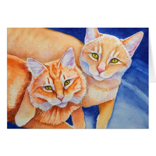 Cuddling Orange Tabby Cats Cards (Front Horizontal)