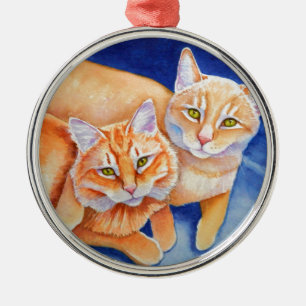 Cuddling Orange Tabby Cats Metal Ornament
