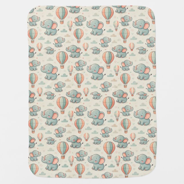 cuddly baby ceiling with elephants and balloons blanket (Front)