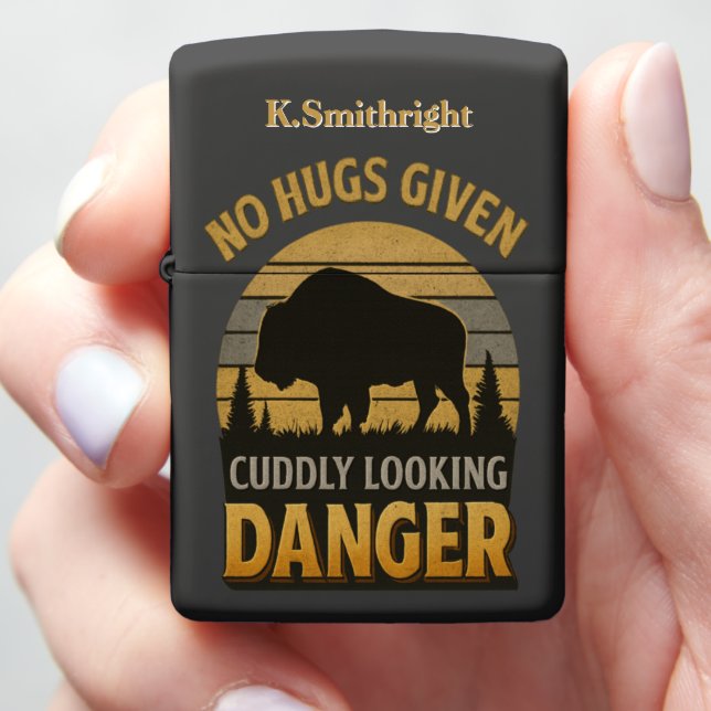 Cuddly Bison Zero Hugs Zippo Lighter (In Hand)