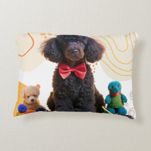 Cuddly Black Poodle Plush Throw Pillow Cover