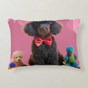 Cuddly Black Poodle Plush Throw Pillow Cover