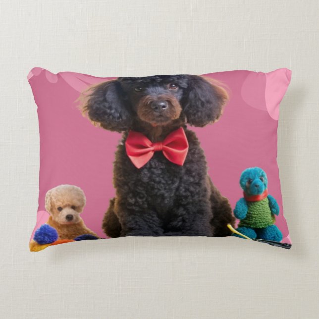   Cuddly Black Poodle Plush Throw Pillow Cover (Front)