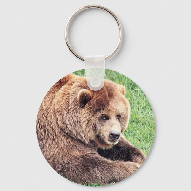 Cuddly Brown Bear Photograph Keychain (Front)