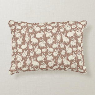 Cuddly Bunny Rabbits Bonanza - Mocha Mousse.   Accent Pillow