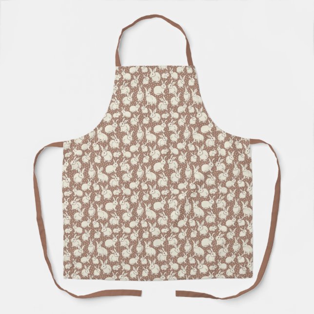 Cuddly Bunny Rabbits Bonanza - Mocha Mousse.    Apron (Front)