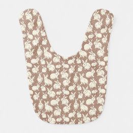 Cuddly Bunny Rabbits Bonanza - Mocha Mousse.   Baby Bib