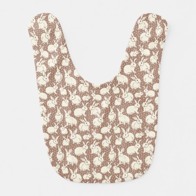 Cuddly Bunny Rabbits Bonanza - Mocha Mousse.   Baby Bib (Front)
