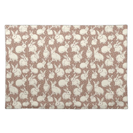 Cuddly Bunny Rabbits Bonanza - Mocha Mousse.   Cloth Placemat