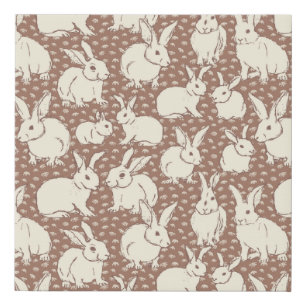 Cuddly Bunny Rabbits Bonanza - Mocha Mousse. Faux Canvas Print
